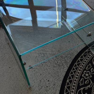 Petite table verre trempée design double plateau – Image 3