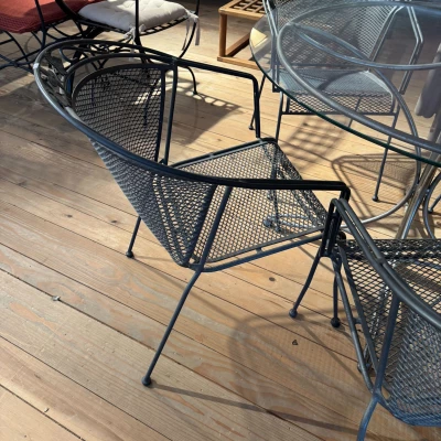 Ensemble extérieur table fer forgé et verre + 4 chaises – Image 2