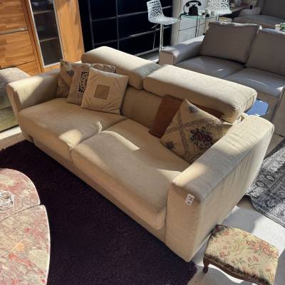 Canapé convertible beige effet lin avec matelas neuf – Image 3
