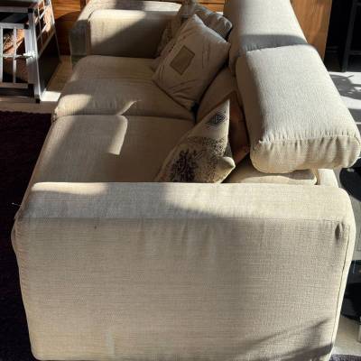 Canapé convertible beige effet lin avec matelas neuf – Image 5