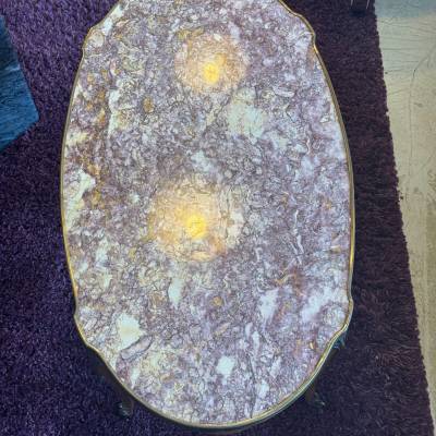 Table basse marbre et bois ancienne – Image 5