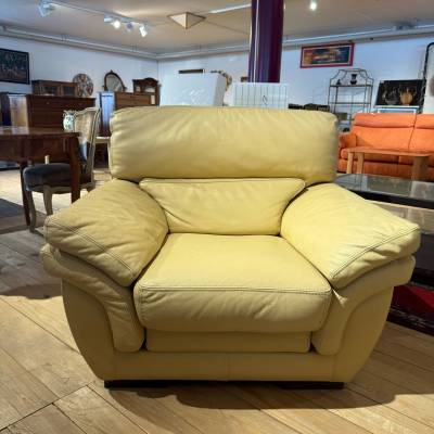 Canapé + 2 fauteuils cuir beige – Image 6