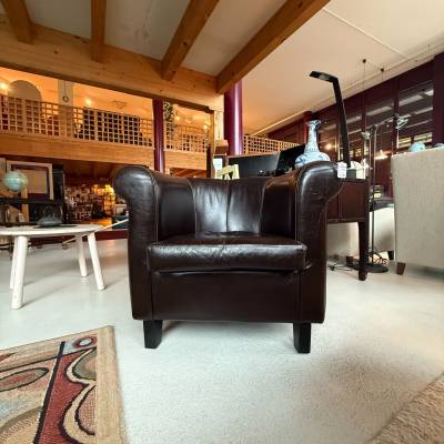 Fauteuil en cuir brun – Image 2