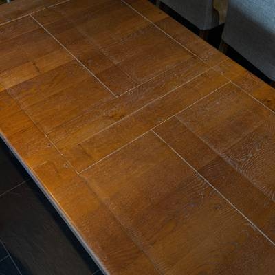 Table bois massif pied fer forgé – Image 2