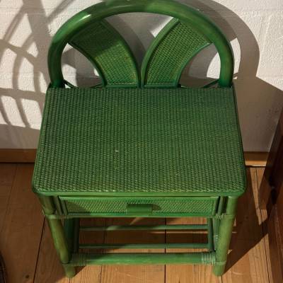 Petite table en rotin verte – Image 2