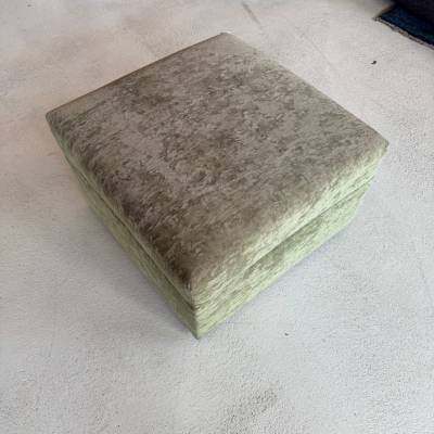 Pouf velours gris/vert – Image 2