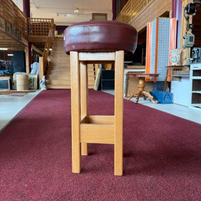 Chaise de bar bois et cuir – Image 2