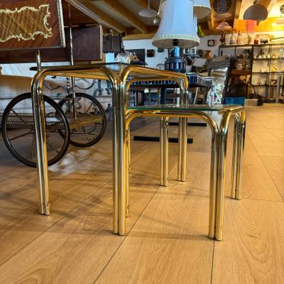 Petites tables gigognes verre et doré – Image 4