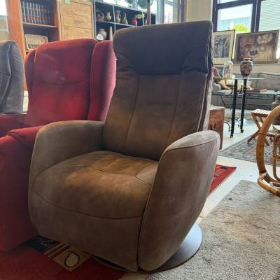 Fauteuil relax cuir taupe – Image 2
