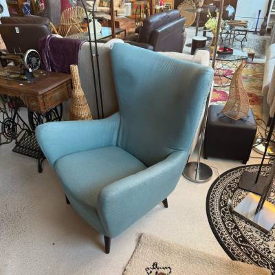 Fauteuil en tissu bleu – Image 3