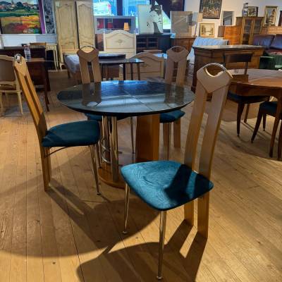 Ensemble table marbre vert  avec 4 chaises – Image 2