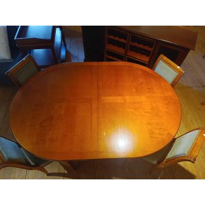 Table en bois ronde merisier foncé – Image 2