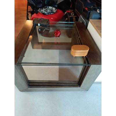 Table dépliable basse en bois et verre – Image 2