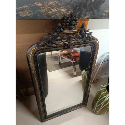 Grand miroir doré et noir – Image 2